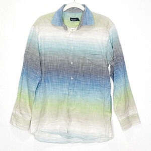 St. Croix Made in Italy Cotton Linen Gradient Pastel Button Down Shirt Size M